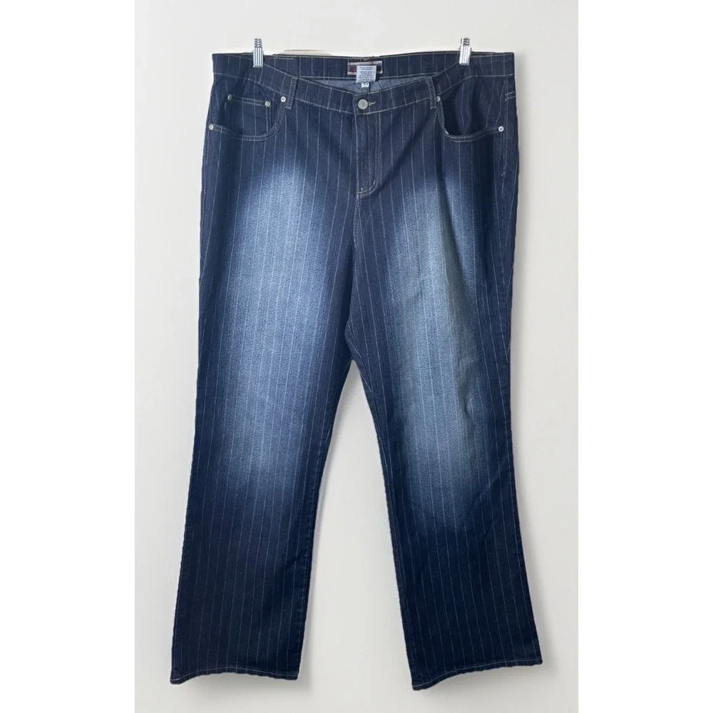 Vintage Z. Cavaricci Pinstripe Dark Wash High Waisted Straight Leg Jeans Size 24